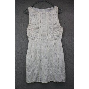 Madewell White Eyelet Dress-Size 4-Sleeveless-Lined-Pockets-Back Zip